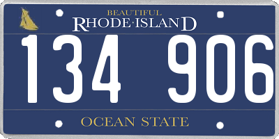 RI license plate 134906