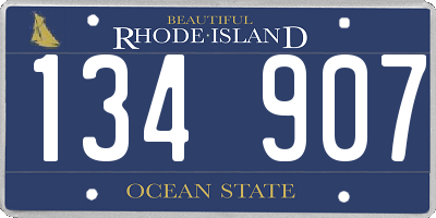 RI license plate 134907