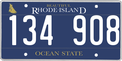 RI license plate 134908