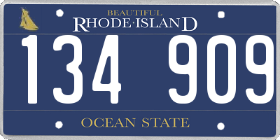 RI license plate 134909