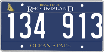 RI license plate 134913