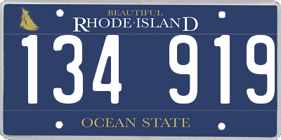 RI license plate 134919