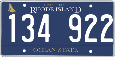 RI license plate 134922