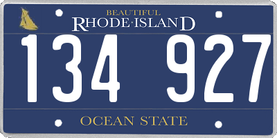 RI license plate 134927