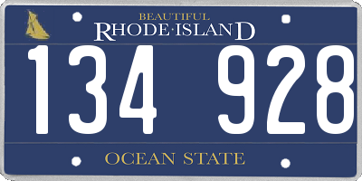 RI license plate 134928