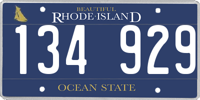RI license plate 134929