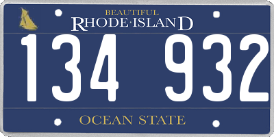 RI license plate 134932