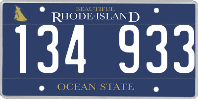 RI license plate 134933