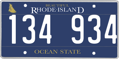 RI license plate 134934