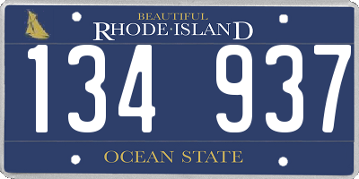 RI license plate 134937