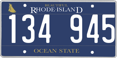RI license plate 134945