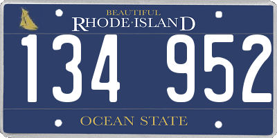 RI license plate 134952