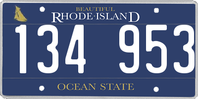 RI license plate 134953