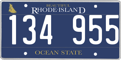 RI license plate 134955