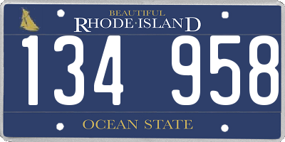RI license plate 134958