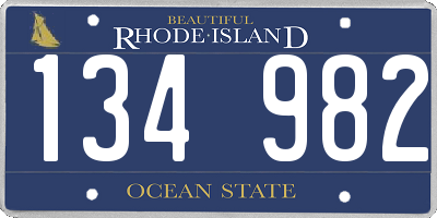 RI license plate 134982