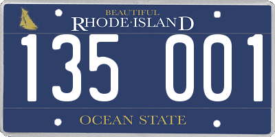 RI license plate 135001