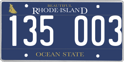 RI license plate 135003