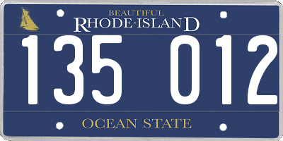 RI license plate 135012