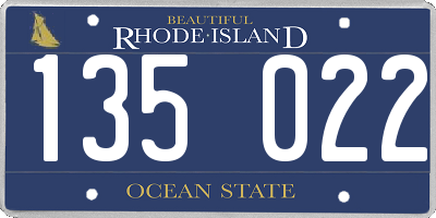 RI license plate 135022