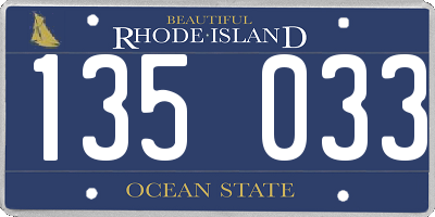 RI license plate 135033
