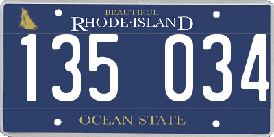 RI license plate 135034