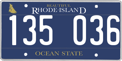 RI license plate 135036