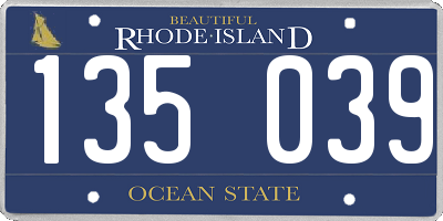 RI license plate 135039
