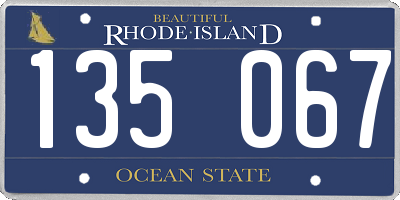 RI license plate 135067