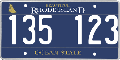 RI license plate 135123