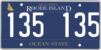 RI license plate 135135