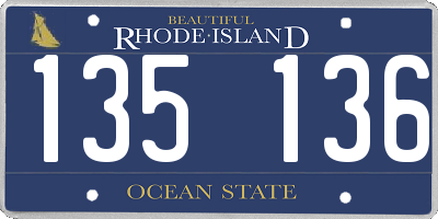 RI license plate 135136
