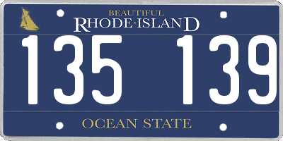 RI license plate 135139
