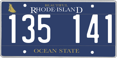 RI license plate 135141