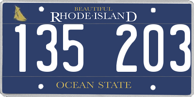 RI license plate 135203