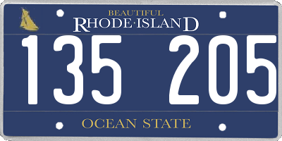 RI license plate 135205