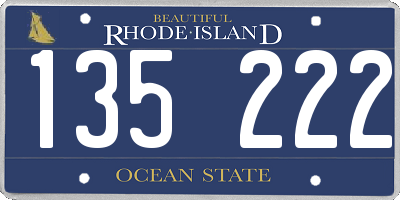 RI license plate 135222