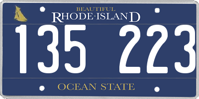 RI license plate 135223