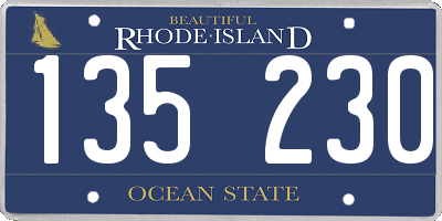 RI license plate 135230