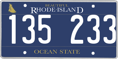 RI license plate 135233