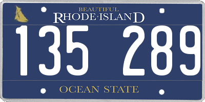RI license plate 135289