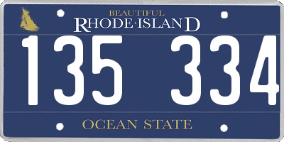 RI license plate 135334