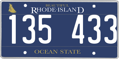 RI license plate 135433