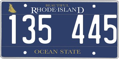 RI license plate 135445