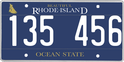 RI license plate 135456