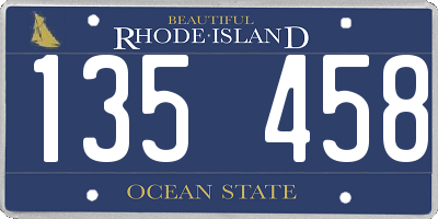 RI license plate 135458