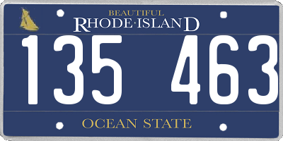 RI license plate 135463