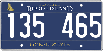 RI license plate 135465