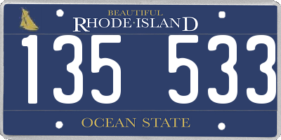 RI license plate 135533