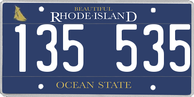 RI license plate 135535